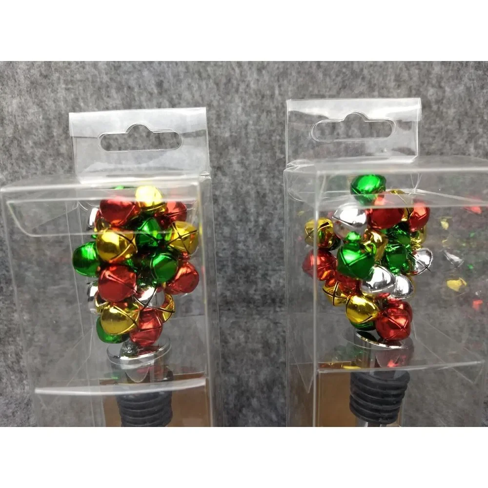 Pier‎ 1 Imports Wine Bottle Stopper Christmas Jingle Bells NEW IN BOX Set of 2